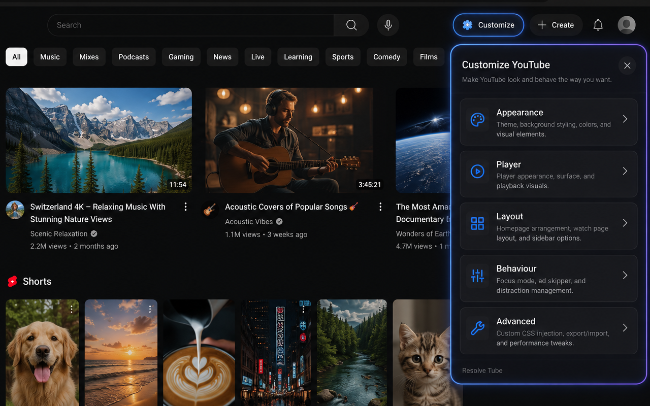 Resolve Tube preview